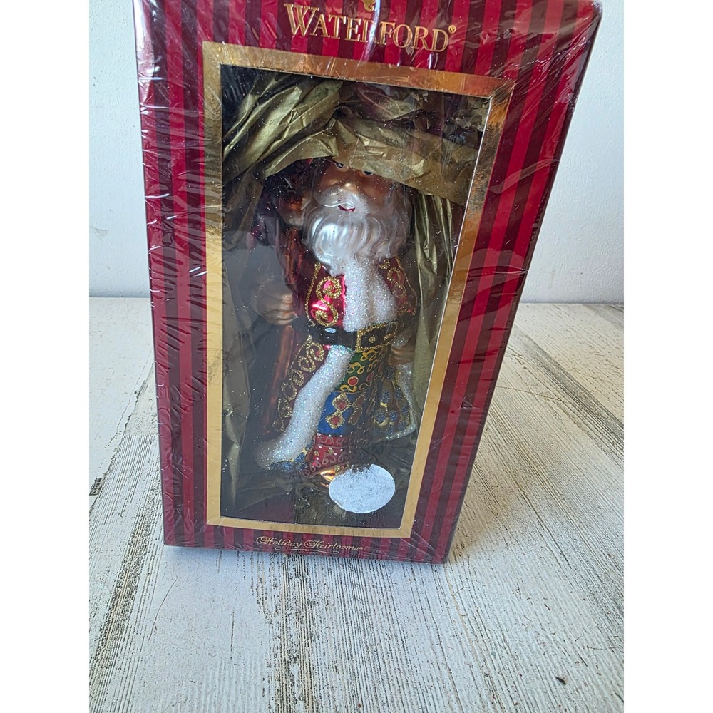 Waterford Santa quilted ornament glass glitter Victorian holiday heirlooms